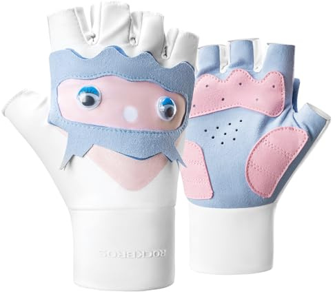 ROCKBROS Kinder Fingerlose Handschuhe, Halbfinger Fahrradhandschuhe | Rutschfest Sporthandschuhe für Jungen Mädchen Scooter Fahrrad