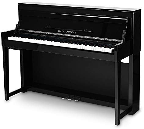 Classic Cantabile UP-1 SH Upright E-Piano Schwarz Hochglanz, 7 1/4 Oktaven | 88 gewichtete Tasten mit Graded Hammer-Tastatur, Tastatur mit Ivory-Touch-Oberfläche (angerauhte Tasten), Soft, Normal, Hard