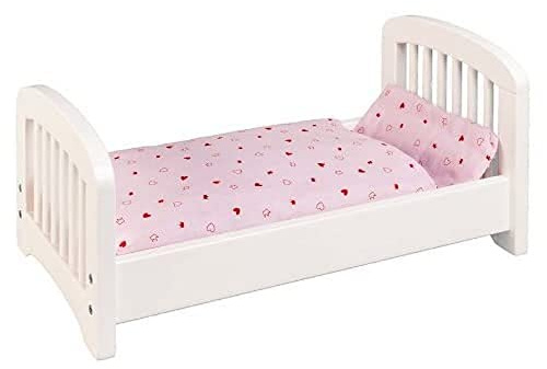 goki 51734 Puppenbett, 54 x 29 x 25 cm aus massiven Holz, weiß, Puppenmöbel für Puppen & Kuscheltiere