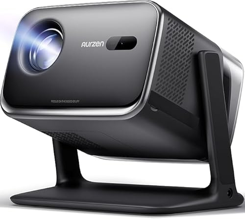 Aurzen Boom Mini 4-in-1 Smart Beamer mit Google TV, 4K Unterstützt Heimkino & Outdoor Projektor, 20W DoIby Audio, 500 ANSI Projector, ToF Autofokus & Trapezkorrektur, WLAN/Bluetooth/Handy (Schwarz)