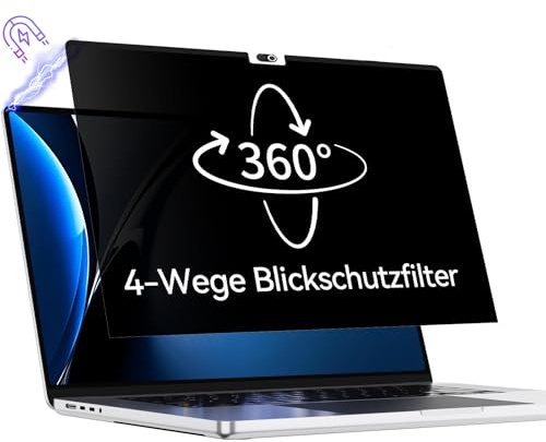 Protescreen 360° Magnetischer Blickschutzfilter für MacBook Air 15 Zoll | 2021–2026, M2 M3 M4 M5, Anti Blaulichtfilter Blendschutz Mac Screen Protector Blickschutzfolie, 4 Wege Sichtschutzfilter