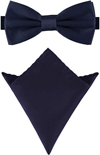 Ladeheid Herren Schmale Fliege & Einstecktuch Set M/P (12cm x 6cm, 22cm x 22cm)