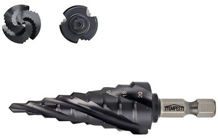 ITEMPESTI Stufenbohrer M35 Kobalt mit TiAlN-Beschichtung (4-20mm/9 Stufen) - Vier-Spiralnuten Kegelbohrer für Metall, Edelstahl & Holz
