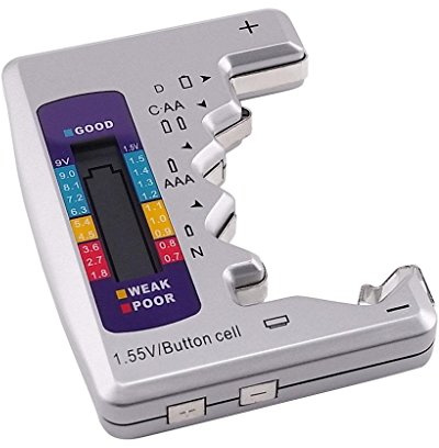 Gain Express Batterietester Batterieprüfgerät für Batterien und Akkus, Anzeige des Ladezustandes, passend für C, AA, AAA, D, N, 9V 6F22 1,5V Knopfzellenbatterien