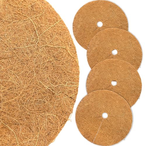 Akuoly Kokosmatten Winterschutz für Pflanzen Kokos-Mulchscheibe 30cm Durchmesser für Topfpflanzen Pflanzenschutz Kälteschutz, 4 Stück