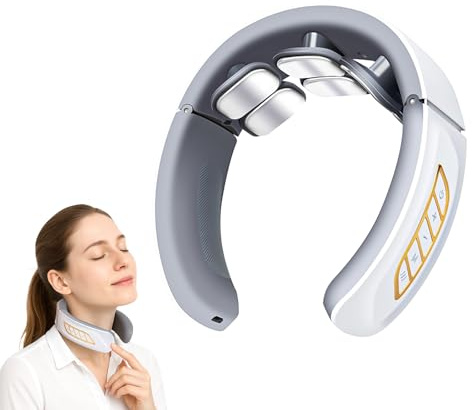 Nackenmassagegerät, Intelligentes Nackenmassagegerät Mit Stimme und Bio-Neuro-Modulation,6 Modi 9 Intensitätsstufen Tragbares Elektrisches Massagegerät für Damen Herren