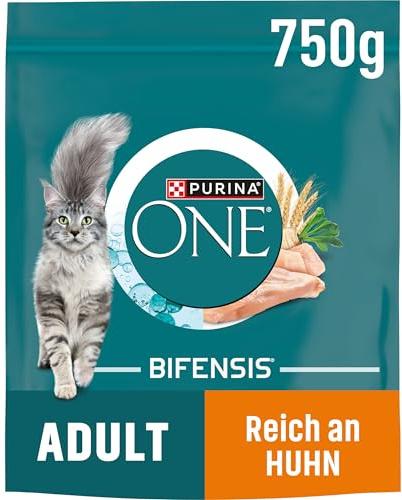 PURINA ONE BIFENSIS Adult, Katzenfutter trocken, reich an Huhn, 6 x 750g
