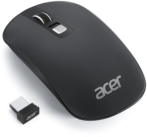 Acer Ultradünne Maus Kabellose, Tragbare 2,4 GHz Funkmaus, Wireless Mouse mit 800/1200/1600 einstellbare DPI, 4 Tasten Kabellos Computermaus, Maus Kabellos Laptop, Dell XPS, ASUS, Surface