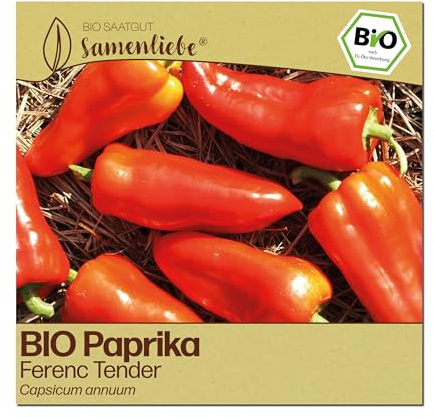 Samenliebe BIO Paprika Samen | Spitzpaprika Ferenc Tender - rot & lang - samenfestes BIO Saatgut