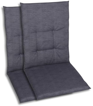 GO-DE Textil Bequeme und attraktive Polsterauflagen für Mittellehner-Gartenstühle (2er-Set, Uni anthrazit, Mittellehner)