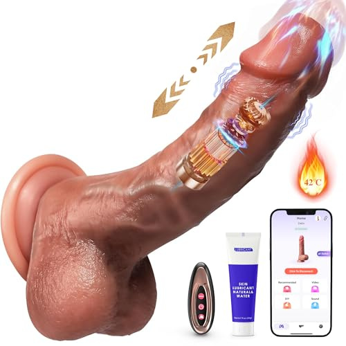 Verbesserte 5-in-1 KI-interaktiven Dildo Vibrator, XXL Dildo Sex Spielzeug mit Stoßend, Vibrierend und Wärmend Sex Spielzeug für die Frau, Flüssigsilikon Anal Toys Vibratoren für Frauen mit Saugnapf