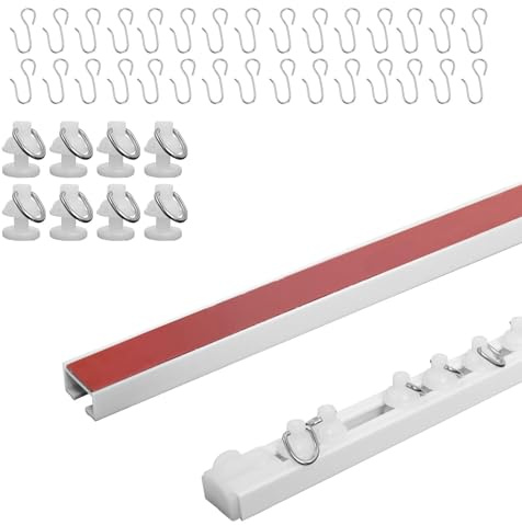 Vorhangschiene Deckenmontage 1,6 m, Deckenvorhangschiene Ohne Bohren | Selbstklebende Vorhangschiene für Wand & Decke, kein Bohren erforderlich, ideal für Wohnwagen, Anhänger, Zuhause und Büro