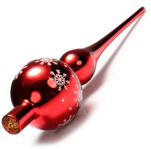 com-four® Weihnachtsbaumspitze glänzend - Christbaumspitze aus echtem Glas für Weihnachten - Tannenbaumspitze für den Christbaum, 28 cm