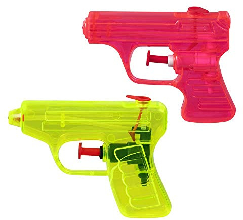 Boland 30774 - Wasserpistolen, 2 Stück, Größe 7,5 x 10 cm, Plastik, Wasserspritze, Pistolen, Wasserspiele, Sommer, Wasserkanonen, Mitgebsel, Kindergeburtstag