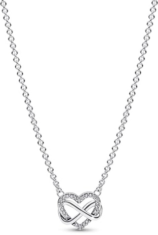 Pandora Moments Halskette Ewigkeitsherz, 14-karätig vergoldet, mit klarem Cubic Zirkonia