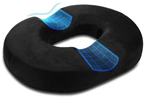 Emoobin Donut Sitzkissen – Ergonomisches Ringkissen für Bürostühle und Zuhause, Lindert Druck durch langes Sitzen, 45 cm, Schwarz