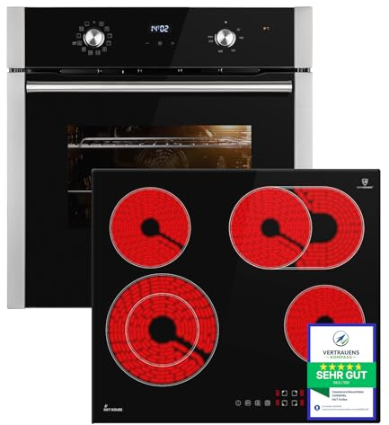 KKT KOLBE Herdset SET8810CH59RL, Backofen und Kochfeld | 60 cm Backofen BO8810SS, 59 cm Kochfeld CH5901RL, Grill, Heißluft, Teleskopauszüge, Automatik-Timer, Wärmeschutzverglasung