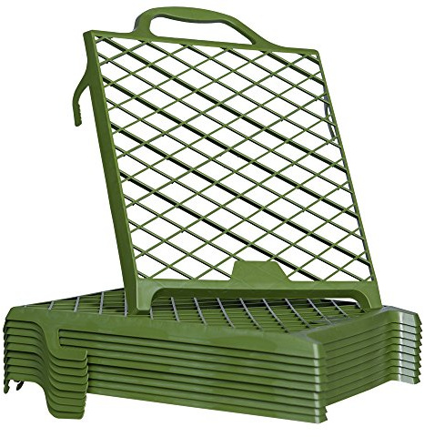 Colorus Abstreifgitter Kunststoff 10er Pack – Farbgitter 27 x 29 cm – Rutschfestes Malergitter mit Widerhaken & Pinselhalter – Profi Abtropfgitter für Farbeimer