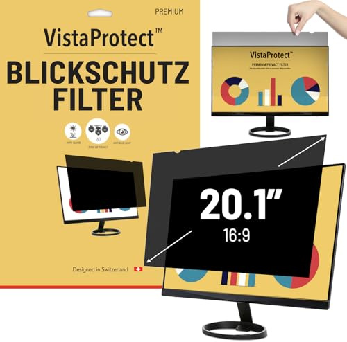 VistaProtect – Premium Blickschutzfilter, Privacy Filter Blickschutzfolie für Computermonitore (20.1 Zoll)