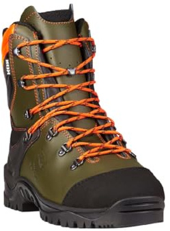 KOX Schnittschutzstiefel/Schnittschutzschuhe UNO Olivgrün Größe 46 | S3 | Forst | Atmungsaktive Polsterung | Wasserdicht