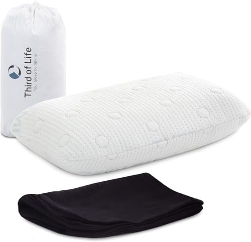 Reisekissen VOLAR | Ergonomisches Nackenkissen mit Memory-Foam | Kleines Kopfkissen für Reisen im Auto, Flugzeug, Zug, Hotel & Camping | Thermoregulierender Bezug | Kissen Outdoor & Reise 40x25x10 cm