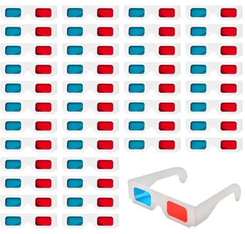 QiXinGYL 40 Paar3D Brillen, Papier 3D-Brillen, rot und blau Linsen Stereo Brille Stereobrille für Reise 3D-Filme Dekorations
