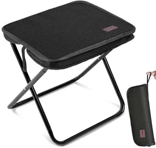 MOONCY Klapphocker Faltbar, 33×26,5×32cm Tragbarer Campinghocker Klappbar, Hält bis zu 120kg, Leichter Angelhocker für Wandern, Angeln und Draussen, Schwarz