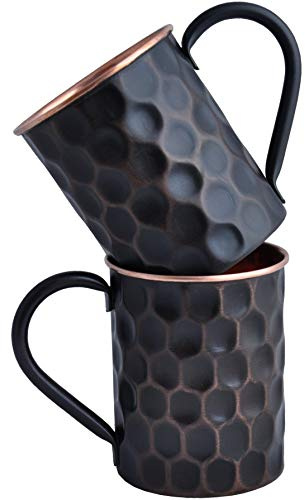 STAGLIFE Schwarzer Kupferbecher Reines Kupfer Moskau Mule Becher 2er Set für Herren Copper Moscow Mule Mugs Set Kupfertasse
