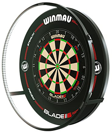 WINMAU Plasma Dartscheiben-Beleuchtung, 360° LED Ring Licht Schattenfreie Ausleuchtung, 132 LEDs, Leichtes Aluminium, Wandmontage, Profi Dartboard Beleuchtung, Schwarz