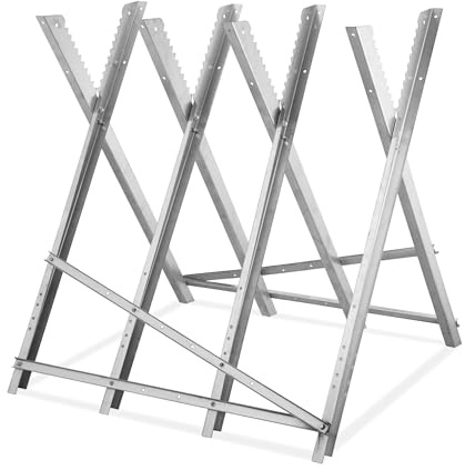 Relaxdays Sägebock für Kettensägen, klappbar, bis 150 kg, Holzsägebock, Holz schneiden, HBT: 82x83x80 cm, Stahl, silber