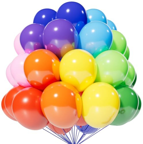 HYKJNBW Ballons Assorted Farbe 12 Zoll Latex, 110 Stück helle Farbe für Geburtstag Baby Dusche Hochzeit Party Supplies Bogen Girlande