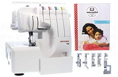 Gritzner 788 Overlock mit LED Beleuchtung + E-Book Meine Overlock + 5 Sondernähfüße + Abfallbehälter