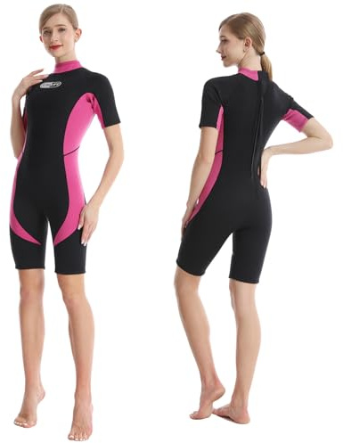 Gimilife Taucheranzüge für Damen, 3mm Neoprenanzug Kurz, Neoprenanzug Damen Lang, Neopren Taucheranzug, Kurzarm Lange Ärmel Wetsuit Thermal zum Tauchen Surfen Schnorcheln Kajakfahren, SUP(M)