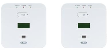 ABUS Kohlenmonoxid-Warnmelder COWM510 - CO-Melder mit 85 dB lautem Alarm, Prüftaste, 10-Jahres-Sensor & LCD Display - Weiß - 2er Set