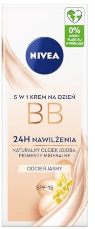 NIVEA 5 IN 1 Tagespflege BB 24h Feuchtigkeit LSF 15, getönte Tagescreme für helle Hauttypen, Gesichtscreme mit Bio Jojoba-Öl und Make-Up Pigmenten