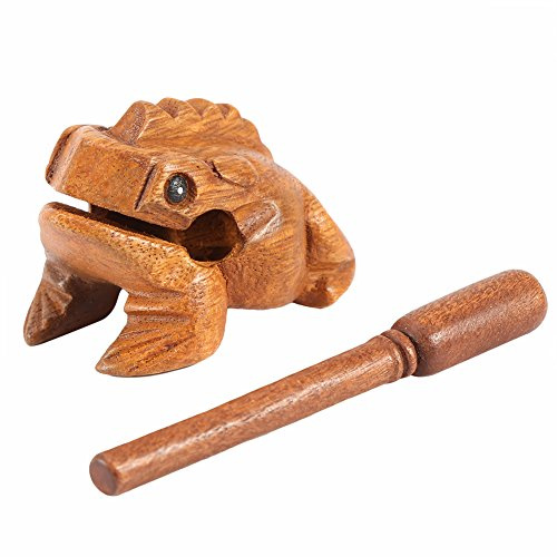 Fafeicy Hölzerner Glücksfrosch, Traditionelles Krächzendes Musikinstrument aus Thailand, Handgeschnitztes Massivholz mit Realistischem Froschklang, Als Heimbüro-Dekorationsgeschenk (Nr. 2 8,8 cm)