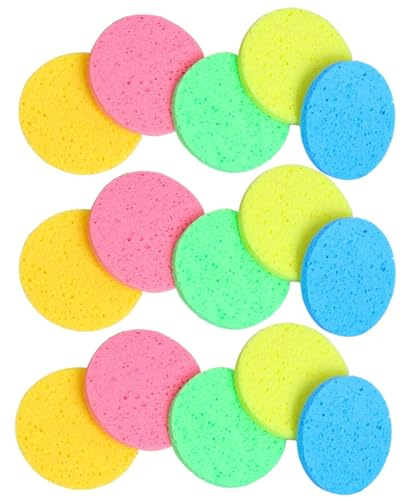POPETPOP 30 Stck. Teiliges Runder Komprimierter Gesichtsschwämme aus Natürlicher Holzzellstofffaser Hautfreundlich Weich und Saugfähig zum Sanften Make up Entfernen und Täglicher