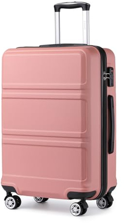 KONO Handgepäck Koffer 55x40x20cm – Ryanair/EasyJet und Vueling | TSA-Schloss/YKK-Reißverschluss /360°-Doppelrollen/ Leichter Kabinenkoffer/Rosegold