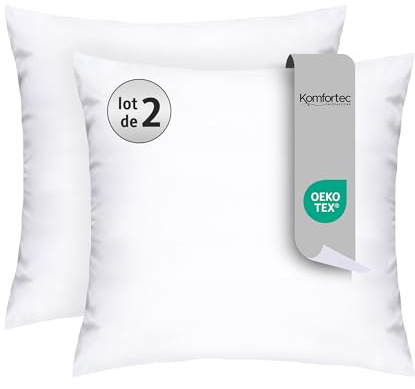 Komfortec Kopfkissen 80x80 cm 2er Set, Oeko-TEX Zertifiziert Kissen mit 1000g Kissenfüllung, Allergiker geeignet, Waschbar