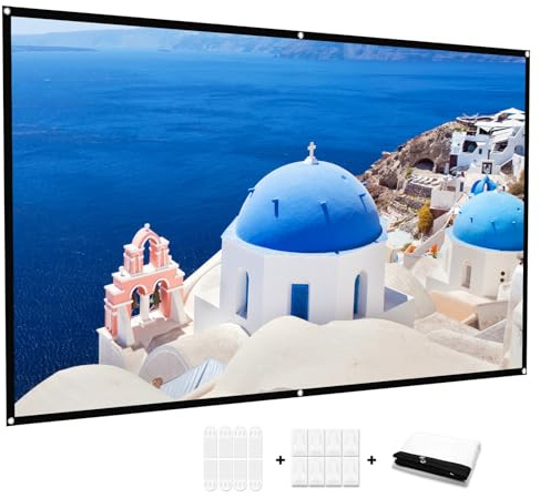 Leinwand Beamer 100 Zoll,16:9 Full HD Faltbarer Beamer Leinwand,Waschbar Anti-Falten Tragbare Projector Scre für Heimkino, Büro und Camping(Weiß)
