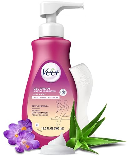 VEET. Hair Removal Gel Cream Pump: Sensitive Formula (Epilierer) | Spendet der Haut bis zu 24 Stunden Feuchtigkeit - Mit Bio Aloe Vera - Dermatologisch getestet - Kein Rasierbrand - Kerben