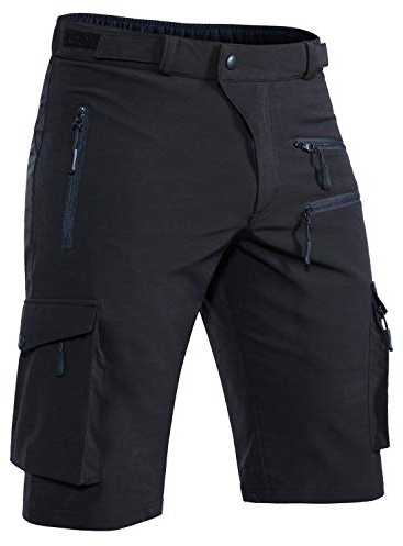 Hiauspor Shorts Herren, Sommer Leichte Schnelltrocknend mit 5 Taschen Cargo Bermuda Wanderhose Sport Chino Trekking Outdoor MTB Hose Männer Kurz Atmungsaktiv Stretch (Schwarz, XL)
