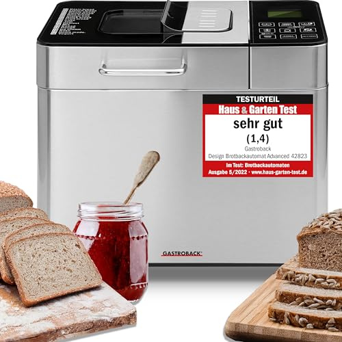 Gastroback 42823 Design Advanced Brotbackautomat, 18 Programme, 1000g, Edelstahl/Schwarz