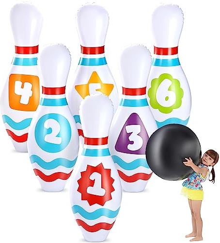 JOYIN Großes Aufblasbares Bowling Set für Kinder und Erwachsene,Partyspiele für Weihnachten, Spielzeug zur Förderung der Motorik