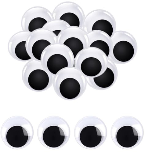 Qikaara 20 Stück Selbstklebende Wackelaugen große 40mm Kulleraugen Selbstklebend Kunststoff Augen zum Basteln Puppe Augen Schwarze Bastelaugen Big Wiggle Googly Eyes für DIY Kunsthandwerk Dekoration