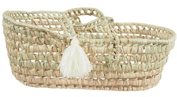 kikadu Großer Puppenkorb - Puppenkorb/Bett für die Lieblingspuppe oder -Tier aus Palmblättern, handgeflochten, Maße 40x18x17 cm