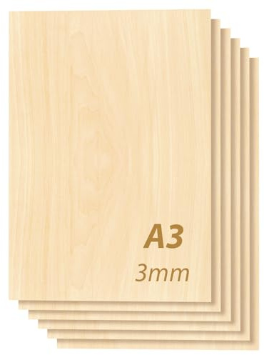 Tocome A3 Linden Sperrholzplatten 3 mm stark 20 Stück lasergeeignet | 420×297×3 mm ,glatte Oberfläche,gleichmäßige Holzstruktur,gleichmäßige Bearbeitungsergebnisse