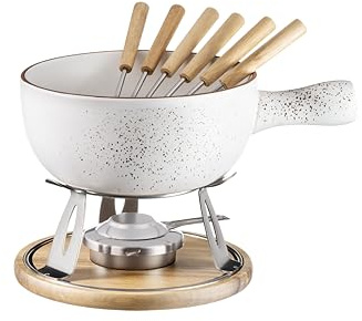 MÄSER, Serie Pintar,Käsefondue für 6 Personen, Käsefondue Set im Vintage-Stil, Steinzeug, braun, Creme