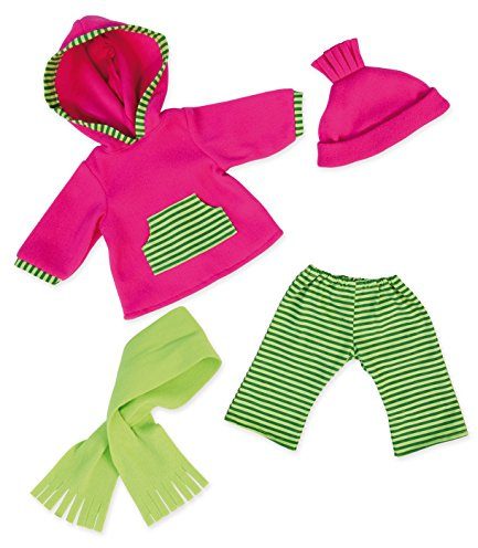 Bayer Design Puppenkleidung, mehrteilige Puppenanziehsachen, Puppenzubehör | für 42 - 46 cm Puppen geeignet, grün, pink