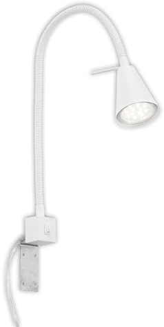 BRILONER - LED Leselampe mit Schalter am Gehäuse, schwenkbar, GU10 4,7W, 400lm, warmweißes Licht, Wandleuchte Innen, Wandlampe, Bettlampe, Lampe Bett, Leselicht, Nachttischlampe, 40,3 cm, Weiß